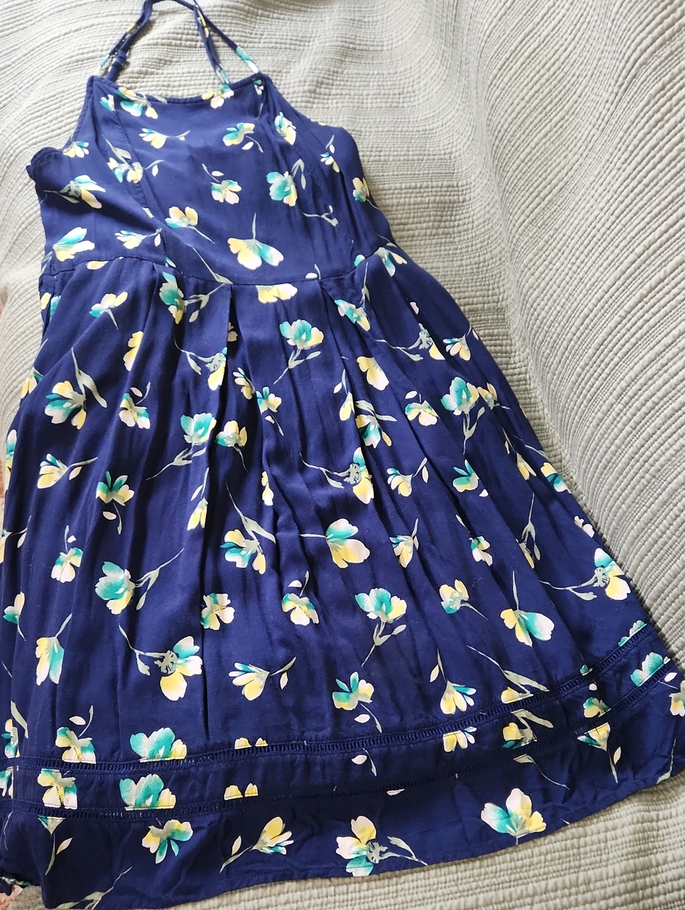 SO Navy Blue Floral Sundress with Yellow and Teal Flowers